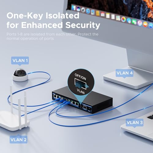 Image of Network Ethernet Switch,2.5 Gigabit Portable, Plug&Play,Fanless Housing,Black, for Home /Office,8*2.5G with 1*10G SFP