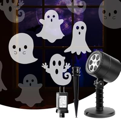 LED Halloween Decoration,Ghost Rotating Projector Yard Stake Lights,Halloween Projector Indoor Outdoor Landscape Night Light for Home Thealter,Ceiling,Room,Patio,Garden,Halloween,Bedroom Decor