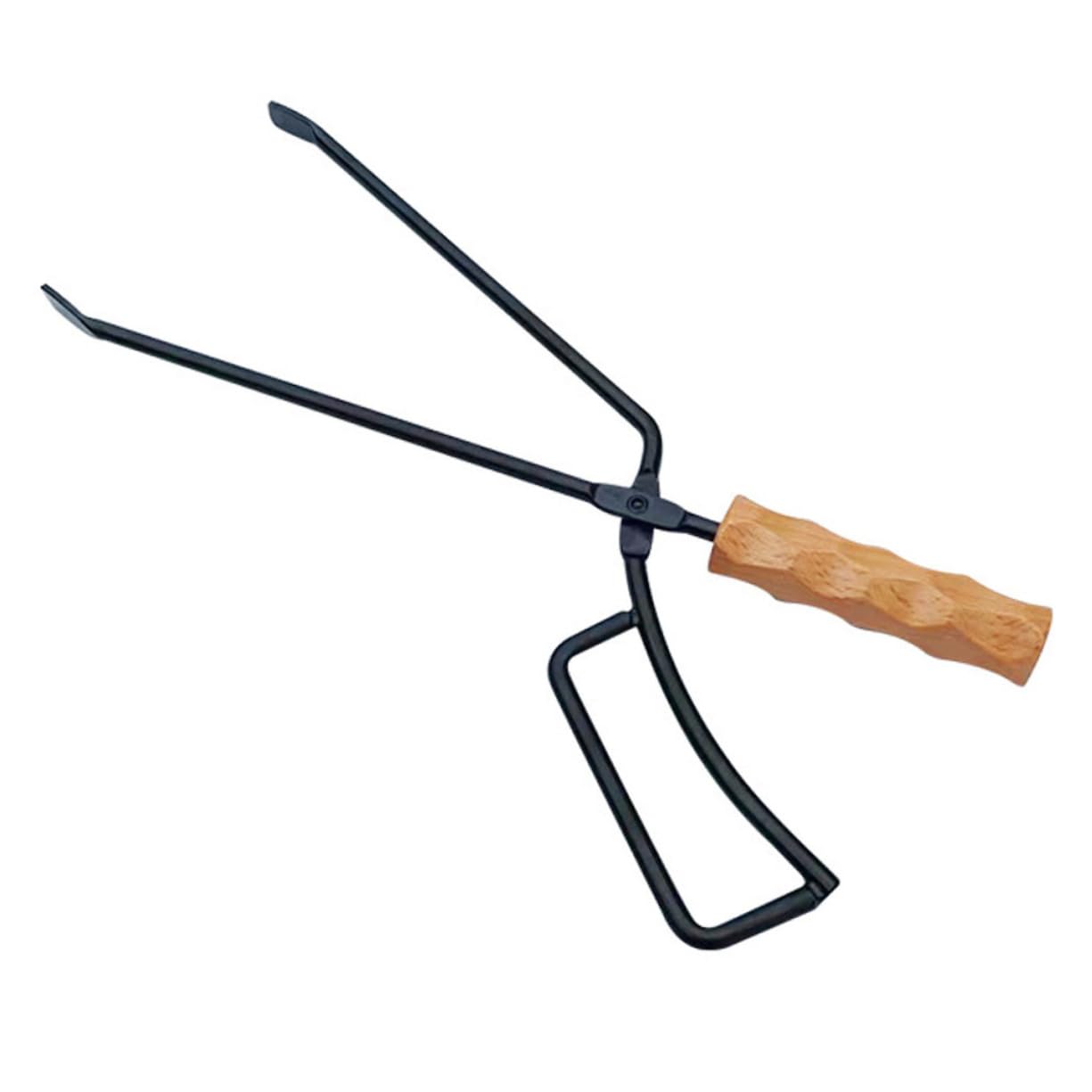 PRETYZOOM Pinze per Barbecue da Esterno in Ferro e Legno Manico Spesso, Utensile per Spostare Legna per Stufa da Interno e Parchi