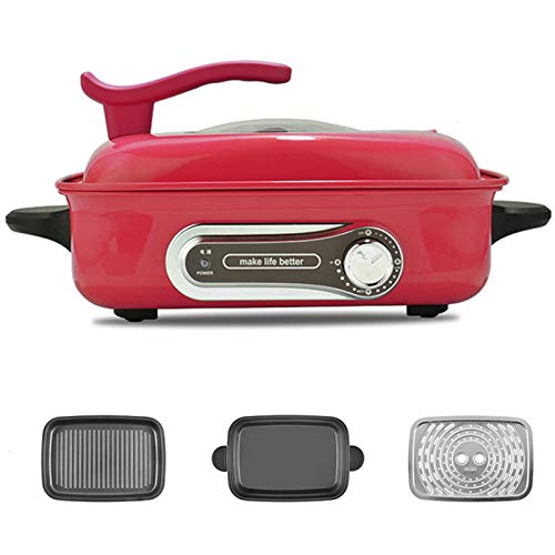 3 in 1 Elektrogrill Hot Pot, Tragbare Elektrische Pan Shabu Hot Pot BBQ Frying Koch Grill, Haushalt Multifunktionale Antihaft-Pfanne Für 3-8