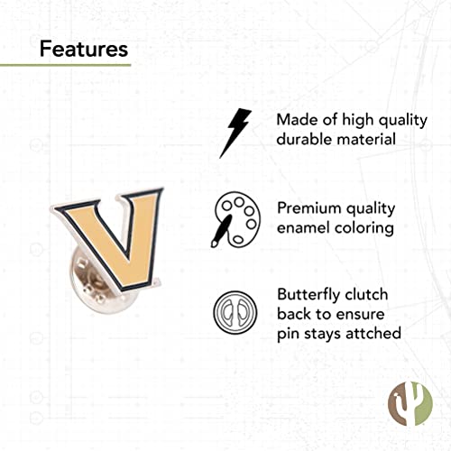 Image of Desert Cactus Vanderbilt University Lapel Pin VANDY Commodores Made of Metal for Formal Wear, Bag and Hat Jewelry, and Tie Tack (Pin A)