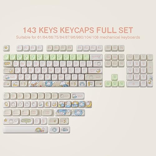 Image of Keycap 143 Keys PBT Custom Keycaps Rabbit Cute Keycaps Set