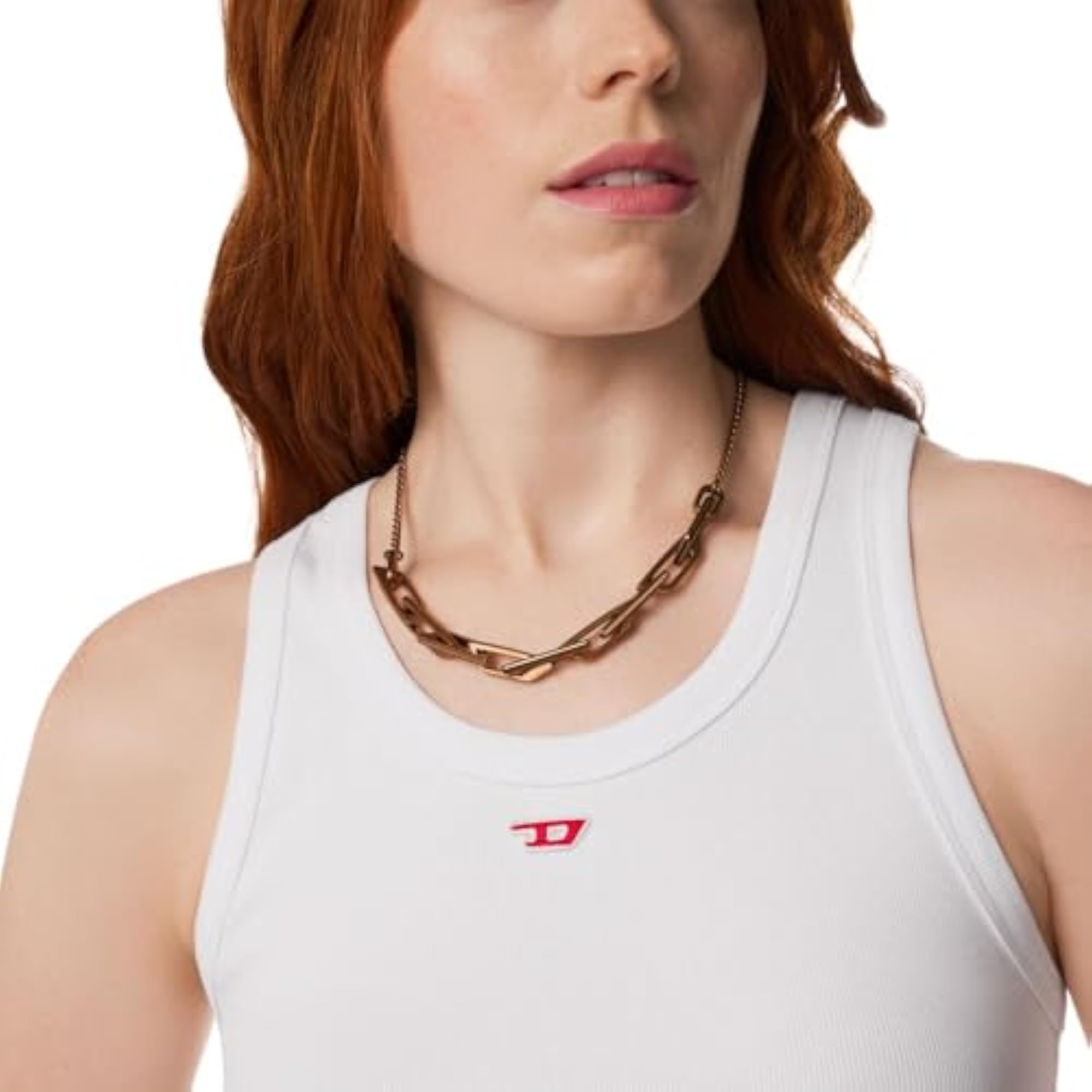 Men's D Logo Brown Stainless Steel Necklace, Stylish Design
