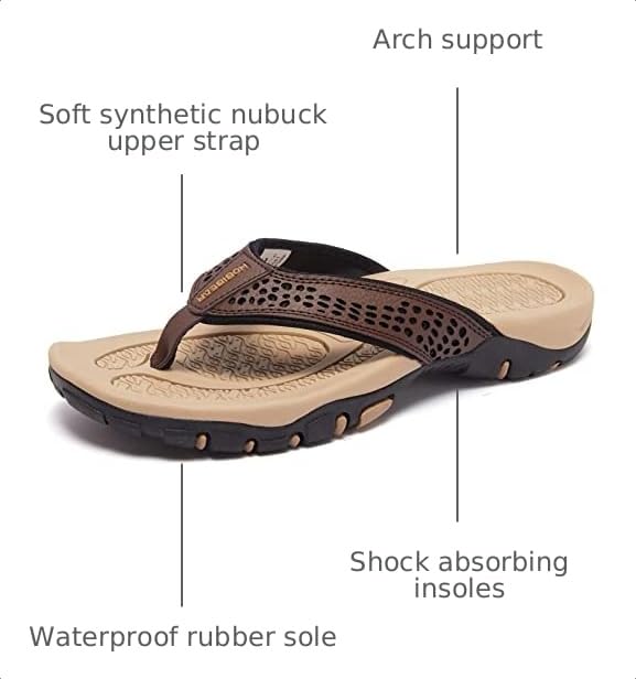 Image of KIIU Mens Thong Sandals Indoor and Outdoor Beach Flip Flop