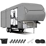 Leader Accessories Upgraded 5th Wheel rv Covers Fits 33'-37' Motorhome-Thick 5 Layers Anti-UV Top - with Gutter Cover & 2Pcs Extra Straps