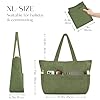 HOMESPON Corduroy Tote Bag for Women with Zipper Large Shoulder Bag Handbag for Work School Shopping Travel Gym Green #2