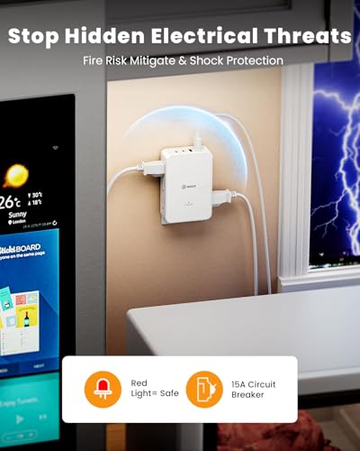 HONIZER Extensión con 6 Tomas Laterales AC, Toma de Pared Plana, USB C PD 20W miniatura 4