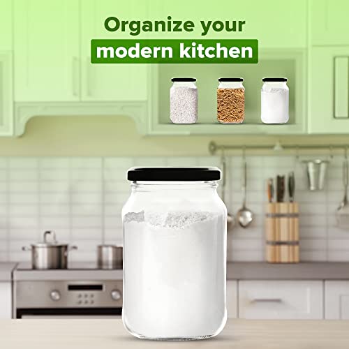 Image of SAND DUNE Storage Glass Jar Set, Transparent | BPA Free | Storage Jar Containers /Barni for Kitchen for Aachar Pickle, Dry Fruits and Spices (500ml, Pack of 3)