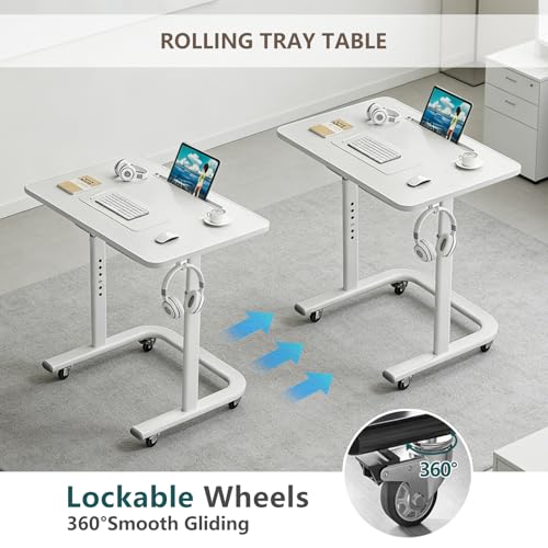 BeGyoku TV Dinner Tray Table, Height Adjustable TV Tray Table with Wheels by BeGyoku - Used condition - Image 5