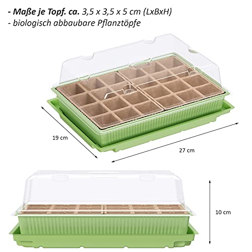 WELLGRO Mini Gewächshaus für Balkon & Garten für 24 Pflanzen – kleines Gewächshaus aus Kunststoff – Mini Treibhaus für Pflanzen, Kräuter & Anzucht, Stückzahl:2 Stück