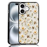 MMYAJT Cute Bee-Light Spring Bumblebee Phone Case Fit for iPhone 16 — Shockproof Designed Floral Bees Phone Case Cover for Boy Girl Men Women