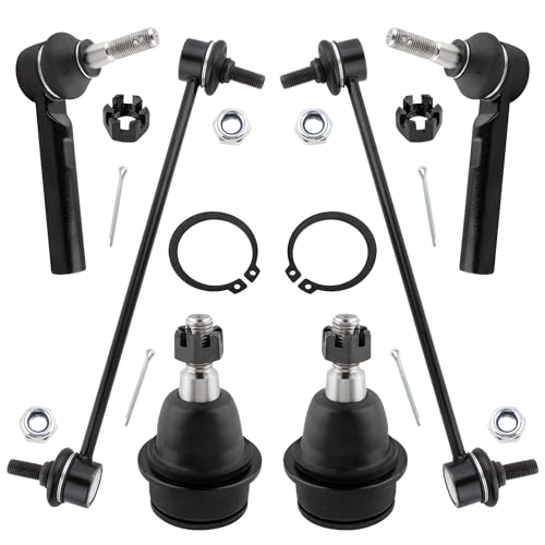 WEDOAUTO 6Pc Front Outer Tie Rods + Stabilizer Sway Bar