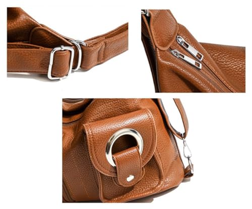 Image of Women's 3-in-1 Convertible Handbag - PU Leather Crossbody Bag, Shoulder Sling & Backpack Purse with Multiple Pockets, Large Capacity Travel & Everyday Fashion Bag (Brown)