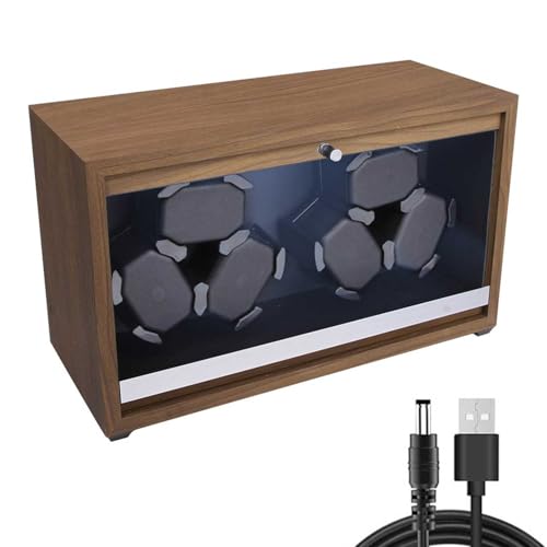 Gziztx Automatic Watch Winder for 6 Watches, Rotator Watch Winder Box with LED Blue Light, 4 Modes Setting, Quiet Motor, Stop When Opening the Cover, for Women and Men (Walnut Wood Grain)