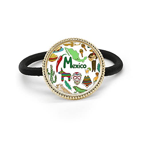 Banda de goma de México con tocado de plata metalizado fino