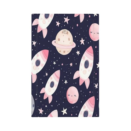 Mexpekil Pink Rockets Universe Planets Light Switch Cover, 1 Gang Single Blank Wall Plates, Decorative Outlet Covers Switchplate for Home Office