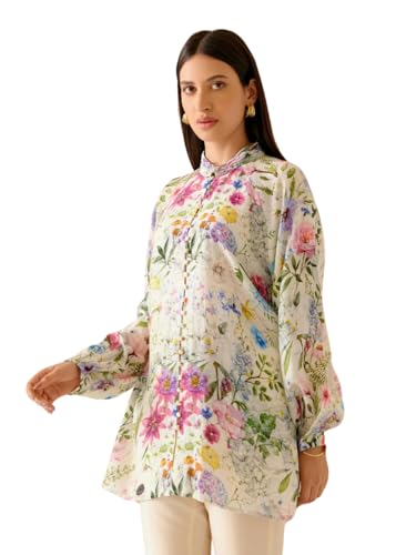 Image of NAINVISH Shirt Top for Women Regular Fit Printed Shirt | Tops for Stylish | Office Wear Tops for Women | Cotton Blend Tops