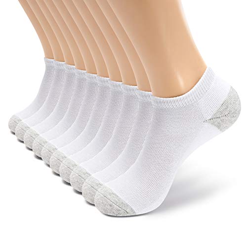 M MONFOOT 10 Pairs Cotton Soft Cushion Comfort Ankle Socks For Men