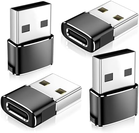 𝟒𝐏𝐚𝐜𝐤 𝐔𝐩𝐠𝐫𝐚𝐝𝐞𝐝 USB to USB C Adapter,Type-C Female to A Male Charger Converter for iPhone 17 Charger,iWatch Ultra SE 9 10 11,iPhone 17 Pro Max 16 15 14,Samsung S25,AirPods,iPad,Car,Xbox