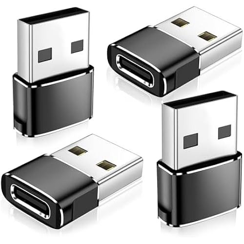 𝟒𝐏𝐚𝐜𝐤 𝐔𝐩𝐠𝐫𝐚𝐝𝐞𝐝 USB to USB C Adapter,Type-C Female to A Male Charger Converter for iPhone 17 Charger,iWatch Ultra SE 9 10 11,iPhone 17 Pro Max 16 15 14,Samsung S25,AirPods,iPad,Car,Xbox
