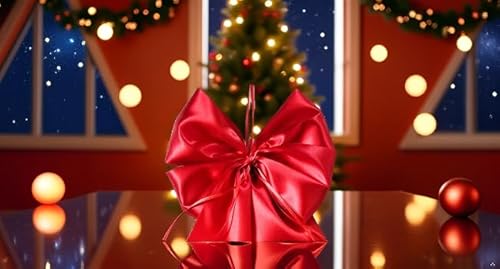 CaPiSo 20x40 cm Große Satin-Doppelschleife ohne Basteln Schleife Geburtstag Weihnachtsschleife Weihnachten Hochzeit Doppelschleife Satinschleife (Rot-End 02)