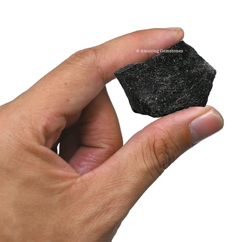 Image of Amazing Gemstone Black Agate Raw Crystals and Healing Stones, Natural Rocks for Tumbling - DIY Raw Stones and Crystals, 2 Pieces