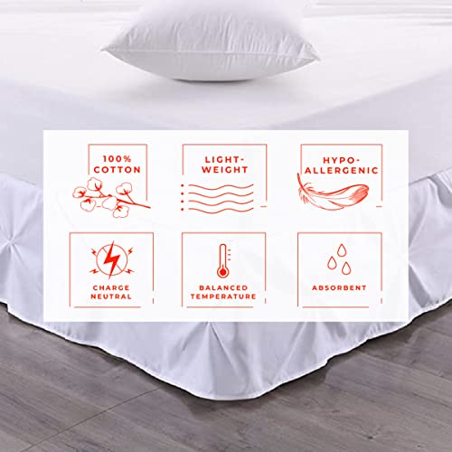 Kotton Culture Pinch Pleated Split Corner Bed Skirt 100% Egyptian Cotton 600 Thread Count 15 Inch Drop Luxurious Decorative & Easy To Wash Wrinkle & Fade Resistant (King, White) #TOP1