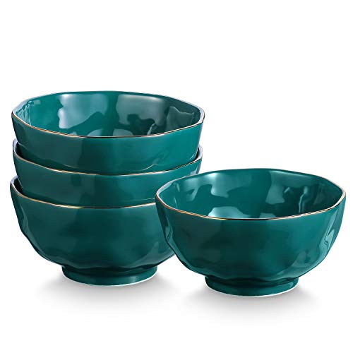 CONNYAM 4pcs 24 OZ Oven Safe Bowls, Porcelain Bowls for Soup/ Cereal/ Pasta/ Small Salad/ Stews/ Rice, Microwave Safe and Dishwasher Safe