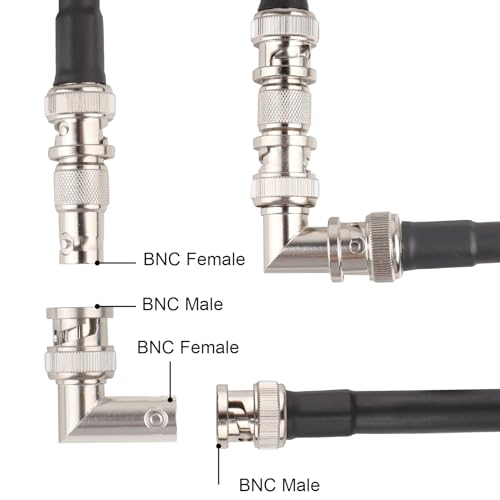 Conector BNC macho a hembra de 90 grados para cables de vídeo HD SDI de 75 ohmios 5