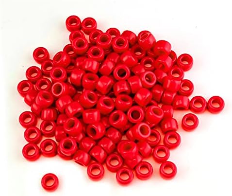 MayaRed Acrylic, 9mm, Opaque Color, Pony Beads, 300 PCs Multicolor (Red)