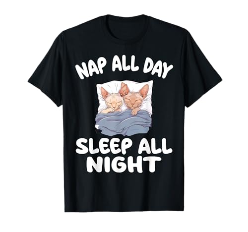 Lindos pijamas de gatos Sphynx para dormir todo el día y toda la noche Camiseta