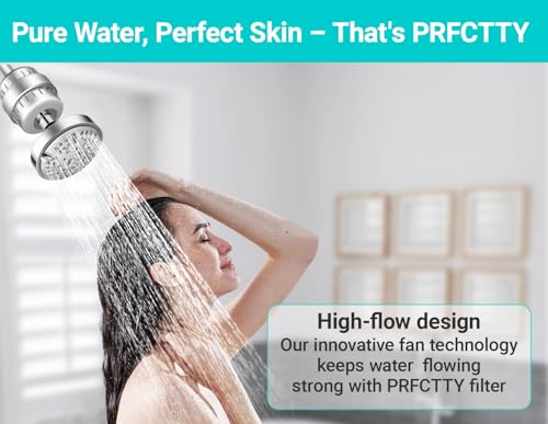 Image of 20 Stage Shower Head Filter,Revitalize Hair,Skin Nails While Purifying Water,Prevent Scale Buildup,High Output Fan Technology Softener Hard Water 99% Remove Lead,Chlorine,Fluoride and Chemicals,Chrome