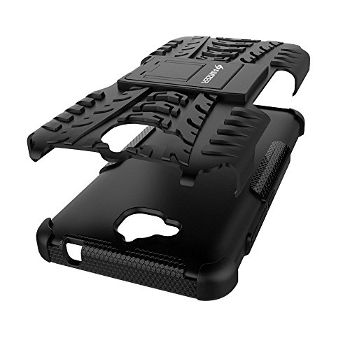 Amzer Hybrid Warrior Impact Resistant Case Skin For Huawei Honor Holly 2 Plus - Retail Packaging - Black/Black #TOP3
