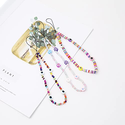 Taouzi Phone Charm Strap Beaded Phone Lanyard Wrist Strap Beaded Phone Charm Fruit Pearl Rainbow Color Beaded Phone Chain Strap Keychains For Car Keys Lanyard For Women Girls 6Pcs #TOP5