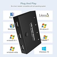 Rybozen USB Switch 4 Port USB 2.0 Teilen Switch für 4 PCs 4 IN 3 Out USB KVM Umschalter mit 4 USB B Kabel für Drucker Tastatur Maus Scanner Schwarz – Ansicht 7