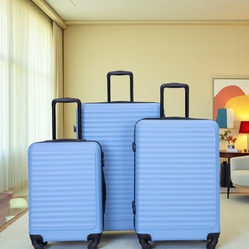 Light Blue 3 Piece Luggage Set with Wheels & Lock - Lightweight ABS Suitcases (20/24/28) for Travel3