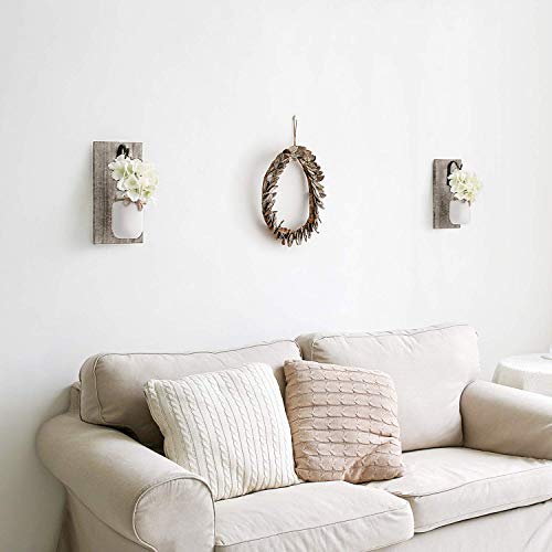 Mkono Wall Sconces Rustic Sconces Set Of 2 Farmhouse Mason Jars Bathroom Decor Wood Boards With Fairy Lights And Flowers Fall Wall Decor For Home Kitchen Living Room, White #TOP1