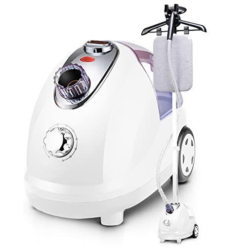 KANBUN Vaporizador Vertical con Tabla De Planchar De Alta Potencia 2000W, Vaporizador De Ropa 35S Eliminación Rápida De Arrugas con Tanque De Agua De 1.8L para Eliminar Arrugas De La Ropa,White