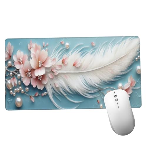 Rosa Alfombrilla Ratón 600x300x3mm Alfombrilla Raton XXL Grande con Base de Goma Antideslizante, Lavable, Accesorios Gaming Pluma, Ordenador Gamer Regalos, Mouse Pad Gaming Mejora La Velocida Y1060
