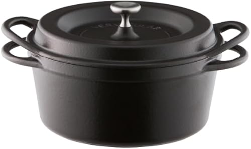 Olla para Horno Holandés Vermicular  Olla de Hierro Fundido Esmaltada No Tóxica  18 cm (1.8 Qt)  Apto para Horno  Compatible con Inducción  Horno