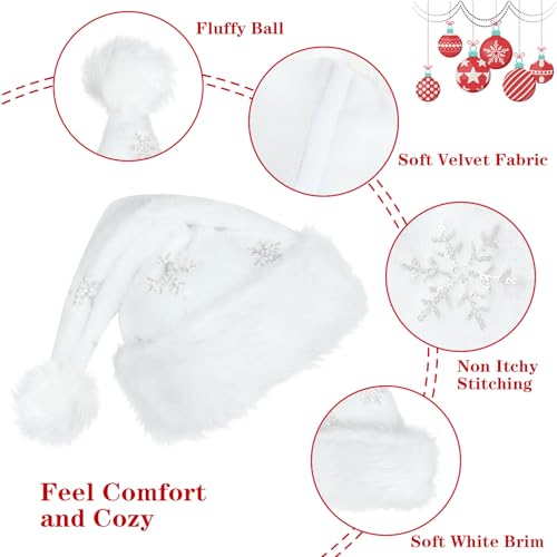 DERAYEE Weihnachtsmannmütze, Grün & Rot Weihnachtsmannmützen für Kinder Erwachsene Verdickte warme Weihnachtsparty Mützen (17,7 x 11,8 Zoll) (Weiß)