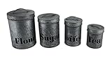 Zeckos Galvanized Finish 4 Piece Metal Kitchen Canister Set