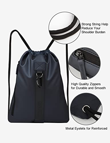 GOX Drawstring Bag Small Gym Bag for Women Men, Lightweight Sport Sackpack with Reflective Strip for Travel, Yoga, Hiking