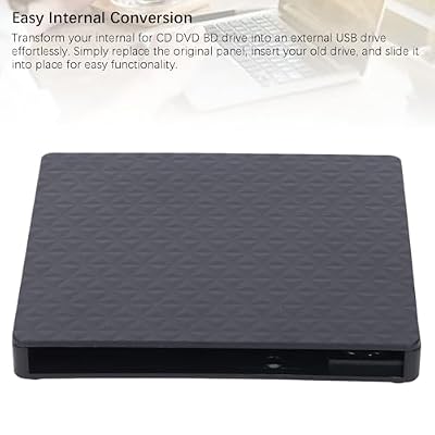 Bewinner USB C External Optical Drive Enclosure for 9.5mm Slim CD DVD BD Drives, USB 3.0 to Type C Converter with Cable, Plug & Play for MacOS, Portable ODD Case