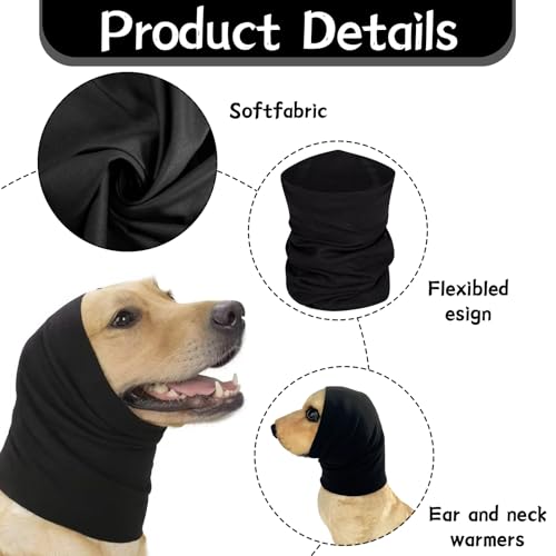 banjiabb Hundehals und Ohrenwärmer für Hunde,Gehörschutz Hund,Gehörschutz Für Hunde,Ohrenschutz Hund,Hunde Gehörschutz,Gehörschutz Hund Silvester,Ohrenschützer Hund,Hunde Ohrenschutz(M,Schwarz)