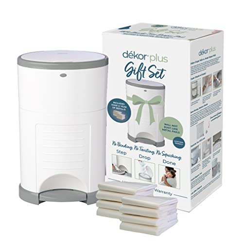 Image of Dékor Plus Diaper Pail Gift Set – White | Comes with Over a Year's Supply Worth of Dékor Refills!
