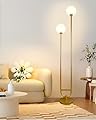 Lightdot 63IN Gold Floor Lamp with U Pole, 2 Globe Mid Century Standing Lamps with Warm White LED Bulbs, Unique Vintage Tall Floor Lamp for Living Room/Wedding/Party