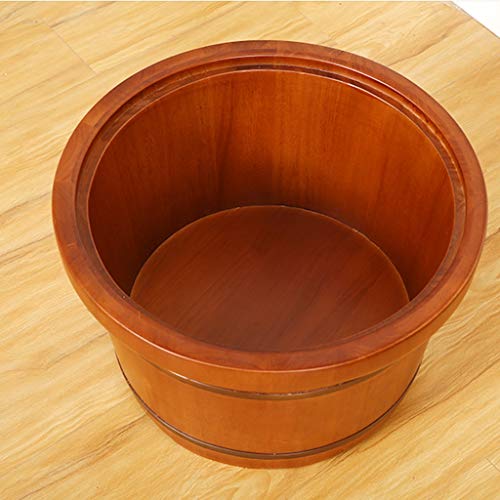 Barril de spa para pies de madera con tapa y ruedas miniatura 6