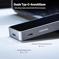 DOCKCASE Smart SSD Gehäuse - 10s Stromausfallschutz, M2 SSD Gehäuse mit Echtzeit-SSD-Gesundheitserkennung, Zwei Type-C-Anschlüsse USB-C 3.2 Gen 2 (10Gbps) für NVMe SSDs bis zu 4TB – Ansicht 8