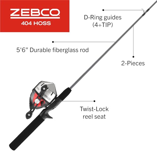 Zebco 404 Hoss combo spincast 5 pies 6 pulgadas aparejos de pesca 2
